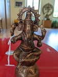 Statue Ganesha Assis en laiton - Large - 16cm