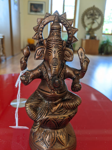 Ganesha Sitting brass statue Large - 16cm