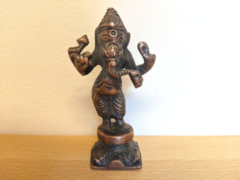 Ganesha brass statue - Dancing Ganesha 10cm