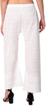 Cotton Chikan Embroidery Palazzo Pants (White)
