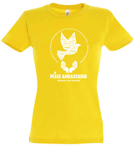 Women's Standard Cotton Slim Fit Yellow Yoga T-shirt - Peace Ambassador