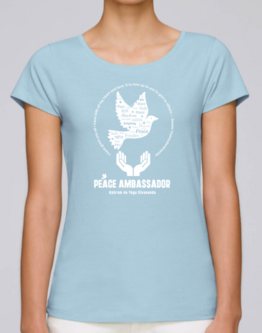 100% Organic Cotton Blue Women's Yoga T-shirt (Peace Ambassador)