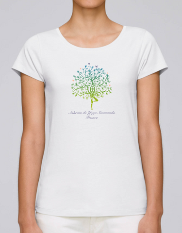 100% Organic Cotton White Women's Yoga T-shirt (Ashram Tree)