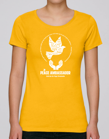 100% Organic Cotton Yellow Women's Yoga T-shirt (Peace Ambassador)