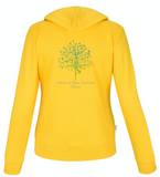 Organic Women's Yoga Zip Hoodie Jacket - Yellow with Ashram Tree