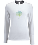 Women's Standard Cotton Long Sleeve White Yoga T-shirt - Ashram Tree