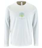 T-shirt de yoga blanc unisexe à manches longues en coton standard pour hommes - Ashram Tree