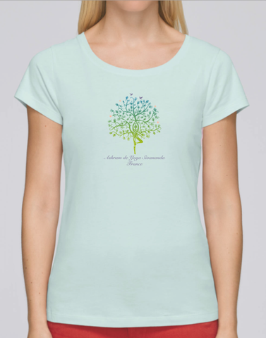 100% Organic Cotton Caribbean Blue Women's Yoga T-shirt (Ashram Tree)