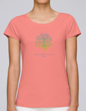 T-shirt de yoga pour femme rose flamant rose 100 % coton biologique (arbre de l'ashram)