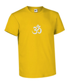 Unisex Men's Standard Cotton Yellow Yoga T-shirt - White Om