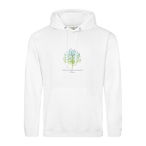 Unisex Yoga Hoodie Sweatshirt with Ashram Tree - White