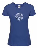 T-shirt yoga pour femme - Coton standard bleu roi - Chakra du coeur