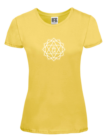 Women's Standard Cotton Yellow Yoga T-shirt - Heart chakra