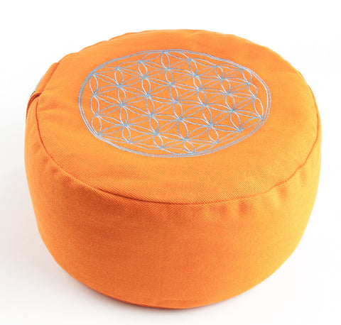 "Flower of Life" Round Meditation cushion with handle loop 15 cm round *3 colours*