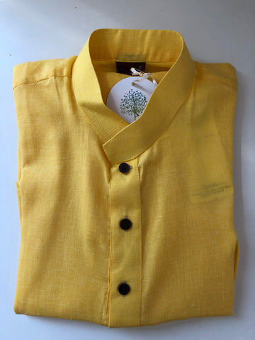 Men's Yellow cotton kurta top HL12