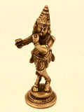 Krishna standing statue, golden brass 12cm