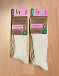 Wool and organic cotton cable knit white socks