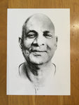 Swami Sivananda Black and White A5 card