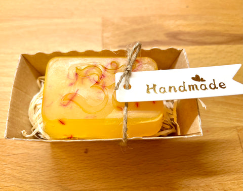 Saffron and Sandalwood body soap - Handmade in the Ashram