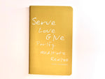 Carnet de notes A6 de poche Serve Love Give avec pages blanches - 3 couleurs