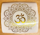 Autocollants imperméables en feuille d'or 3 styles - Om Mandala, Fleur de vie ou Ganesha