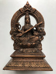 Saraswati brass statue - Large 18cm