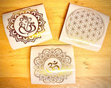 Gold Foil Waterproof Stickers 3 styles - Om Mandala, Flower of life or Ganesha