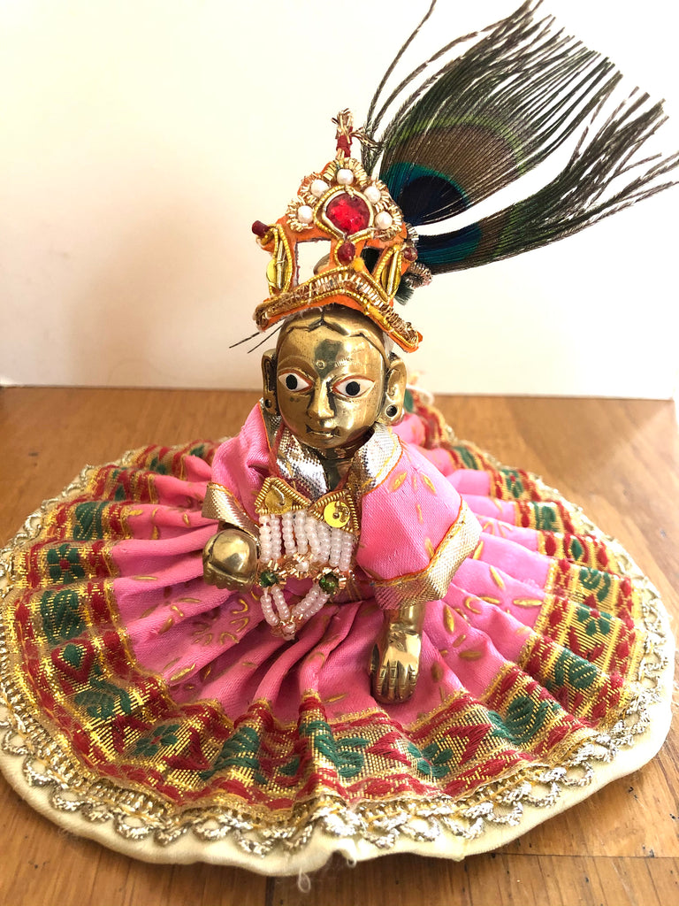 Brass Radha Krishna Idol Decorated with jewellery and dress - 8 Inches -  Pujagoodies.com