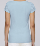 T-shirt de yoga bleu 100 % coton biologique pour femmes (ambassadeur de la paix)