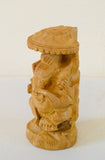 Ganesha hand carved wooden statue - 8 cm