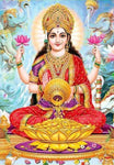 Carte postale épaisse Lakshmi sur un siège en or