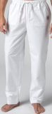 Pantalon de yoga traditionnel unisexe blanc 100% coton biologique Pantalon (avec OM brodé)
