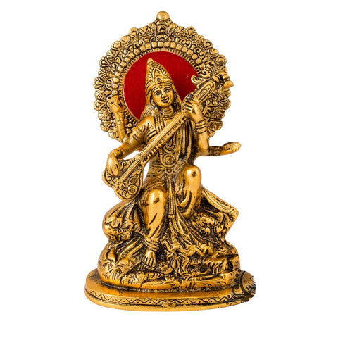 Goddess Saraswati Metal statue - 22cm tall