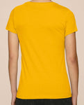 T-shirt de yoga jaune pour femme 100 % coton biologique (Om Namah Sivaya)