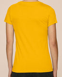 T-shirt de yoga jaune pour femme 100 % coton biologique (arbre de l'ashram)